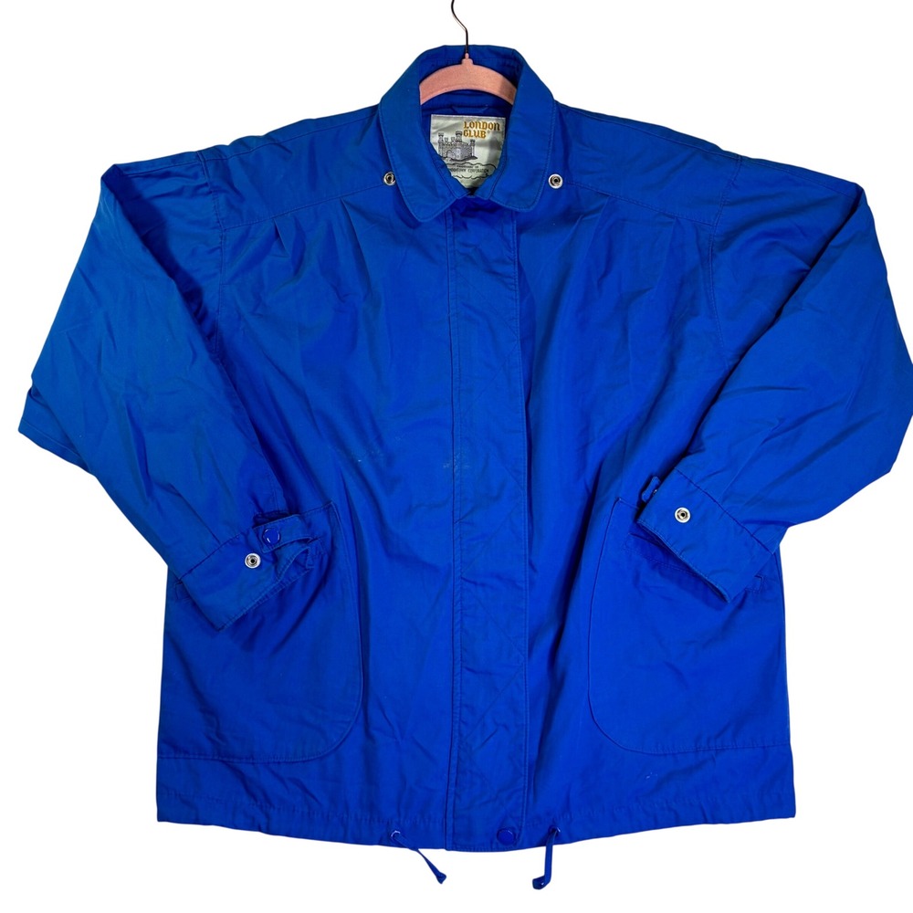 Vintage London Club Londontown Royal Blue Windbreaker Jacket Full Zip Pockets